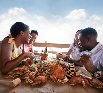 Enjoying crabs